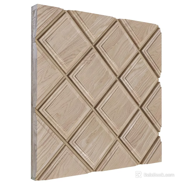 Wooden Background Wall Interior Design With Diamond Pattern And Textured Surface 3d model 