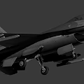 Gray Military Fighter Jet With Weapons And Tail Number 84 VA Side View