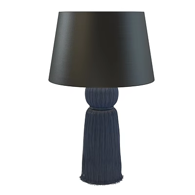 Modern Black Lampshade Table Lamp With Navy Blue Tassel Base Design 3d model