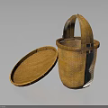 Handmade Bamboo Woven Storage Basket With Lid And Handle For Daily Use