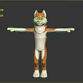 Game and Movie Character Orange White Cat with Green Eyes Standing Pose and Outstretched Arms