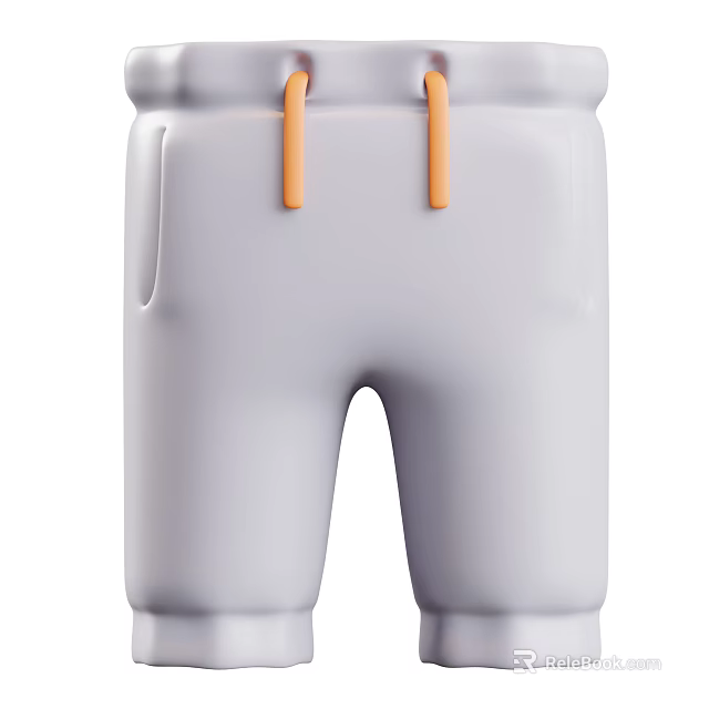 Gray Casual Shorts With Drawstring And Side Pockets For Everyday Wear 3d model 