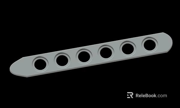 Gray Metal Strip With Multiple Circular Holes For Mechanical Hardware Use 3d model 