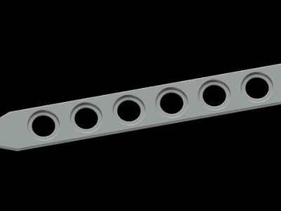 Gray Metal Strip With Multiple Circular Holes For Mechanical Hardware Use 3d model