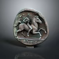 Decorative Bronze Circular Relief Plaque With Horse Rider Design And State Inscription For Home Decor