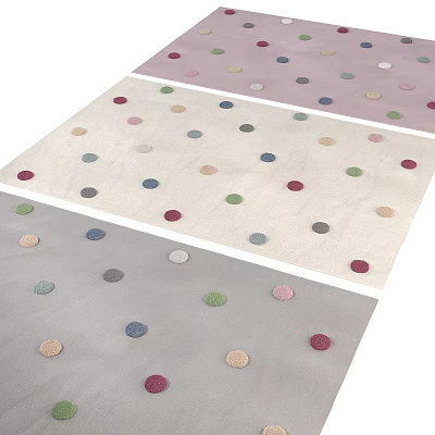 Square Area Rugs Featuring Multicolored Polka Dot Designs On Neutral Backdrops 3d model