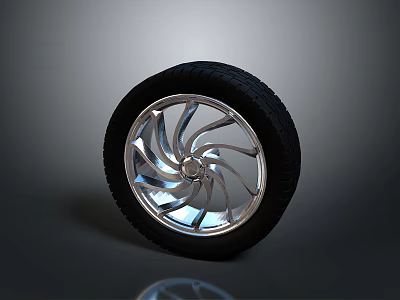 Silver Modern Car Wheel Rim With Tire For Auto Parts Design 3d model