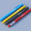 Vibrant Red Retractable Ballpoint Pen With Silver Accents And Sharpener For Daily Use