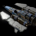 Sci-Fi Spaceship With Sleek Metallic Design Purple Engines And Cockpit 3d model