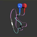 Blue And Pink In Ear Headphones With Cable And Control Module Electronic Device