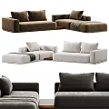 Modern Sofa Collection With Different Colors Ottoman And Comfortable Pillows 3d model