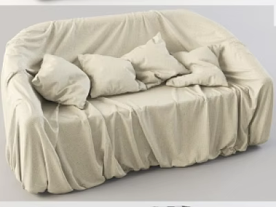 Sectional Sofa With Multiple Cushions And Various Fabric Patterns For Home Decor 3d model