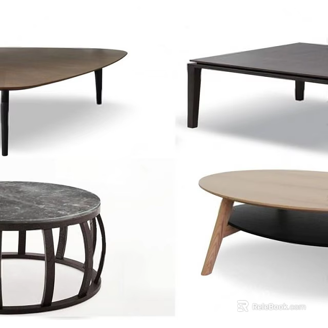 Modern Coffee Tables With Sleek Designs Triangular Square Round Shapes And Mixed Materials 3d model