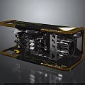 Mechanical Equipment With Metal Frame Black Gold Design And Motor Components