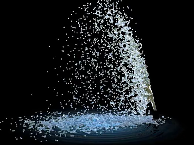 Decorative Garden Ornament Featuring Splashing Water Dynamic Effect And Blue Light 3d model