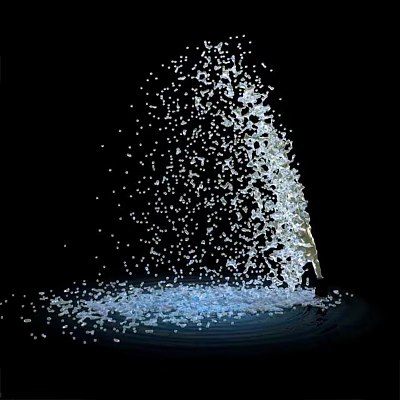 Decorative Garden Ornament Featuring Splashing Water Dynamic Effect And Blue Light 3d model