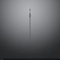 Detailed Silver Spear With Spiral Pattern And Pointed Tip On Gradient Gray Background