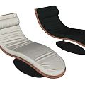 Modern Lounge Chair With Black Leather Light Gray Fabric And Curved Wooden Frame Design