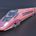 Pink High-Speed Train With Modern Streamlined Design Multiple Carriages And Clear Windows 3d model