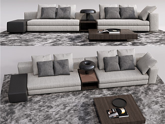 Modern Multiplayer Sofa Coffee Table Combination Corner Sofa 3d model