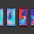 Smartphones With Multiple Color Options And Gradient Screens Displaying Time 3d model