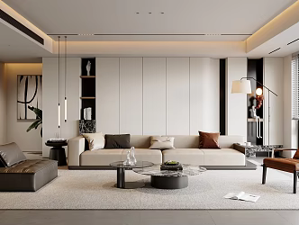 Italian Style Living Room Sofa Coffee Table Combination Leisure Chair Sofa Stool Combination Coffee Table Floor Lamp Plant Side Table Chandelier Leather 3d model