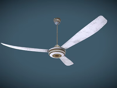Modern Ceiling Air Conditioning Fan with White Blades and Gold Accent Base 3d model