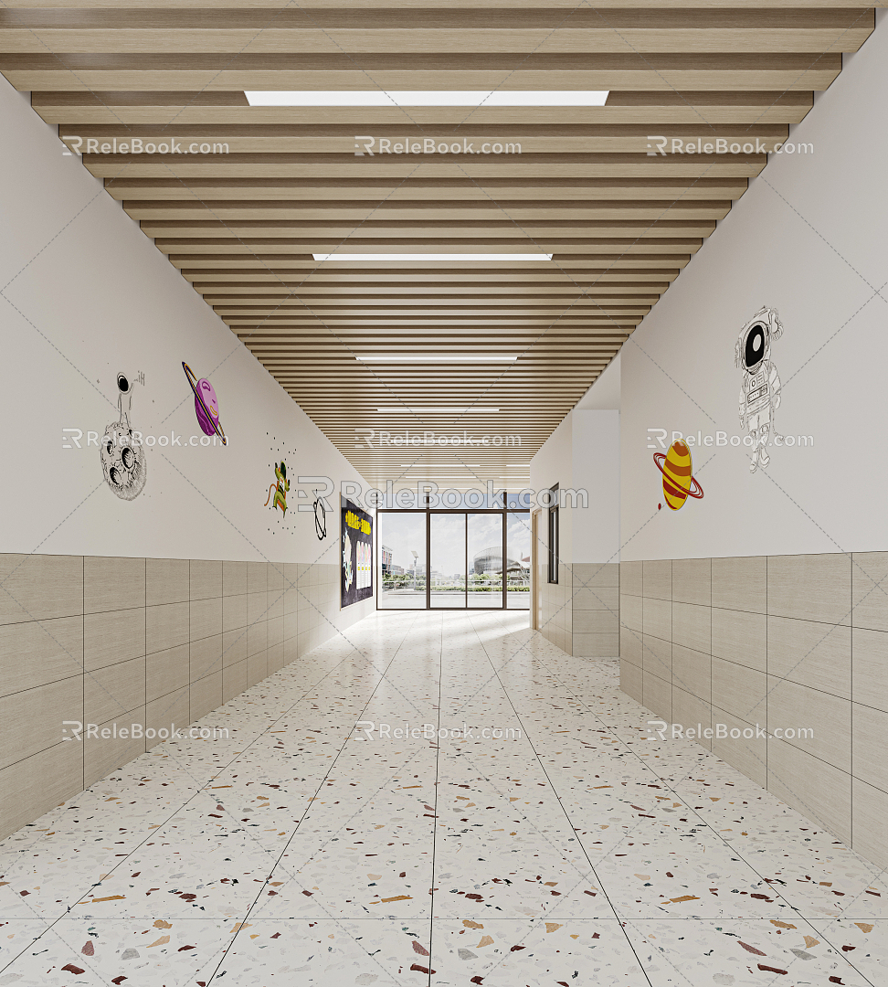 Modern Hall School Foyer 3d model