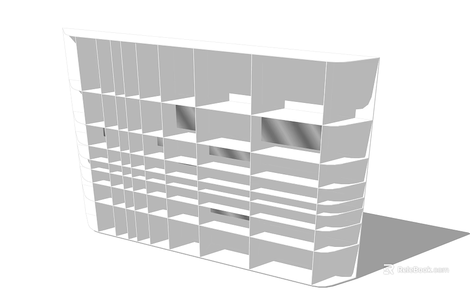 Modern Bookcase With Open Layered Shelves And Contemporary Multiple Storage Compartments Design 3d model 