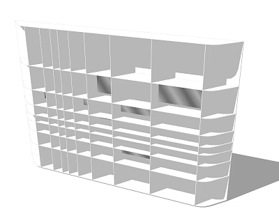 Modern Bookcase With Open Layered Shelves And Contemporary Multiple Storage Compartments Design 3d model