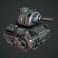 Military Armored Tank With Turret Cannon Tracks And Metallic Texture Design Features