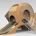 Brown Yellow Snail Shaped Playground Equipment With Climbing Net And Slide