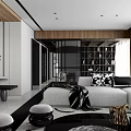 Modern Living And Dining Room Interior With Sofa Dining Table And Wooden Decor