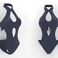 Stylish Navy Blue One Piece Swimsuit Featuring Halter Neck And Cut Out Details