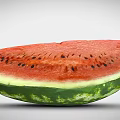 Fresh Watermelon Slice With Red Flesh Black Seeds And Green Rind