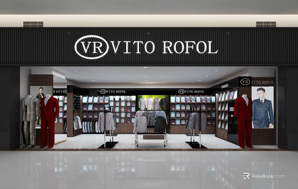 VR VITO ROFOL Men's Clothing Store With Suits Shirts Mannequins And Display Racks 3d model 
