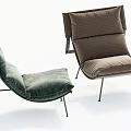 Modern Leisure Accent Chairs With Green Brown Velvet Cushions And Metal Legs Design