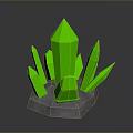Stone Wood Decorative Base With Green Crystal Formations And Gray Stone Pedestal