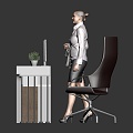 Modern Reception Desk Bar Desk Front Desk Office Girl 3d model