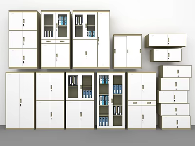 Modern Bookcases With Various Designs Glass Doors Drawers And Storage Shelves 3d model