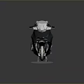 Sleek Modern Dark Colored Motorcycle With Windshield Dual Seat And Alloy Wheels