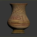 Traditional Handcrafted Decorative Pottery Jar With Geometric Patterns And Colorful Details
