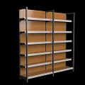 Practical Display Shelf With Multiple Wooden Shelves And Sturdy Metal Frame Structure