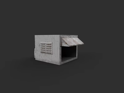 Small Outdoor Gray Commercial Kiosk Equipment with Awning and Ventilation Grilles 3d model