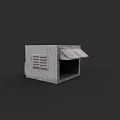 Small Outdoor Gray Commercial Kiosk Equipment with Awning and Ventilation Grilles