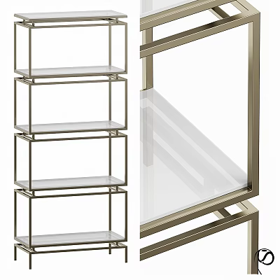 Modern Metal Frame Shelving Unit With Glass Shelves And Open Design 3d model