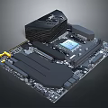 High Performance Computer Motherboard With CPU Heatsink And Expansion Slots 3d model