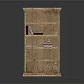 Rustic Wooden Bookshelf with Multiple Shelves Holding Books and Small Decor Items