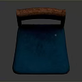 Wooden Chair With Cross Back Design Blue Upholstered Seat And Carved Legs