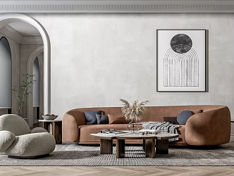 Modern sofa coffee table combination 3d model